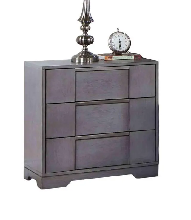 Alt view image 2 of 6 - Contemporary Style 1Pc Nightstand Nickel Finger Pulls Dovetail Drawers Ball Bearing Glide Gray Finish Bedroom Furniture