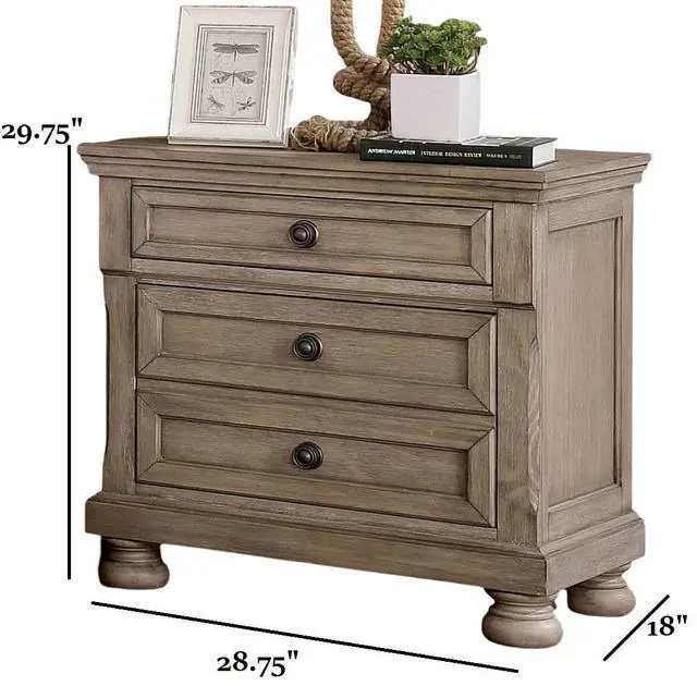 Alt view image 4 of 6 - Transitional Style 1Pc Nightstand Gray Finish Hidden Drawers Usb Port Bun Feet Gray Finish Bedroom Furniture