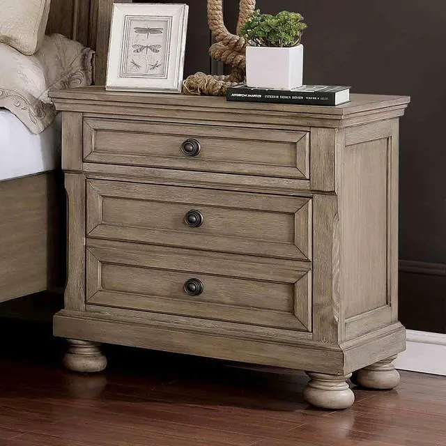Alt view image 5 of 6 - Transitional Style 1Pc Nightstand Gray Finish Hidden Drawers Usb Port Bun Feet Gray Finish Bedroom Furniture