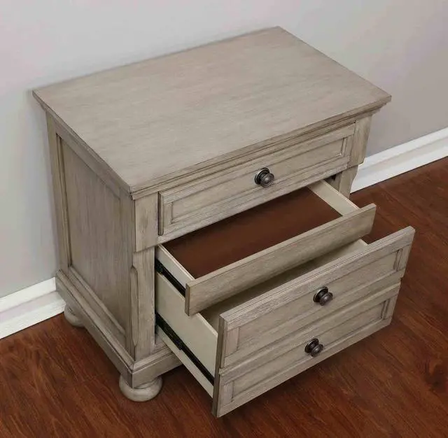 Alt view image 3 of 6 - Transitional Style 1Pc Nightstand Gray Finish Hidden Drawers Usb Port Bun Feet Gray Finish Bedroom Furniture