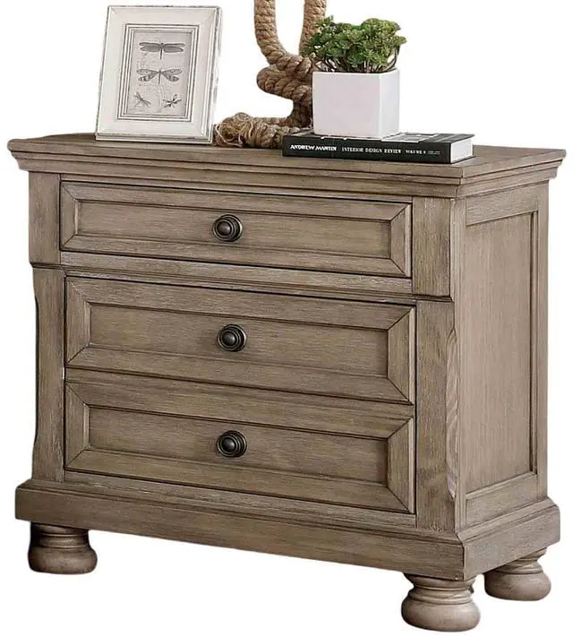 Alt view image 2 of 6 - Transitional Style 1Pc Nightstand Gray Finish Hidden Drawers Usb Port Bun Feet Gray Finish Bedroom Furniture