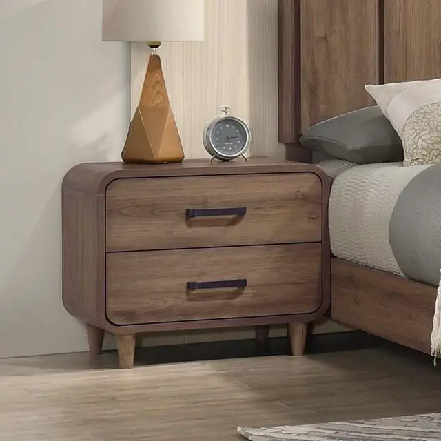 Alt view image 4 of 6 - 1Pc Contemporary Ample Drawer Space Two Drawers Nightstand Storage Wooden Furniture Brown Finish