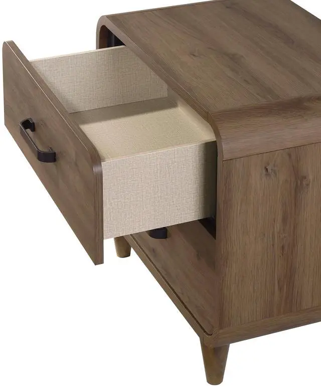 Alt view image 2 of 6 - 1Pc Contemporary Ample Drawer Space Two Drawers Nightstand Storage Wooden Furniture Brown Finish