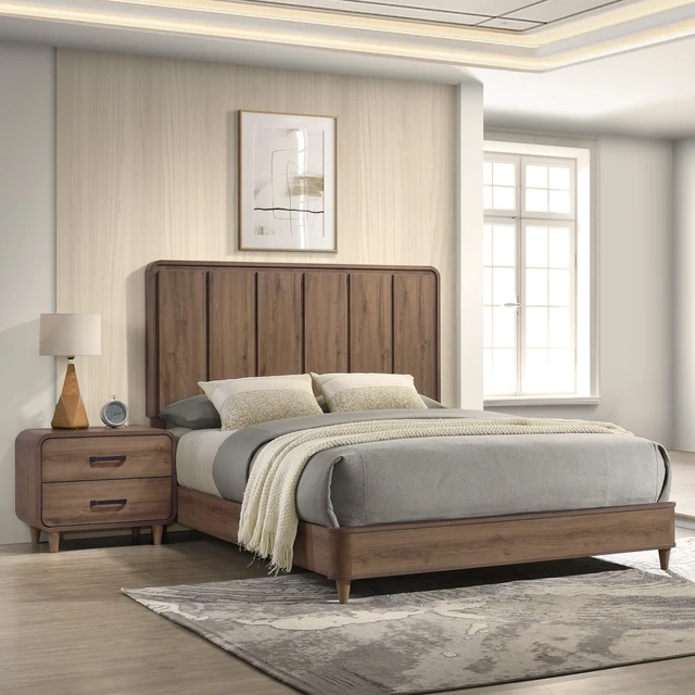 Alt view image 5 of 6 - 1Pc Contemporary Ample Drawer Space Two Drawers Nightstand Storage Wooden Furniture Brown Finish