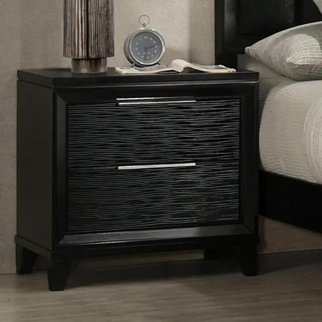 Alt view image 2 of 6 - 1Pc Contemporary Modern Transitional White Textured Finish 2-Drawer Storage Nightstand Wooden Bedroom Living Room Home Furniture