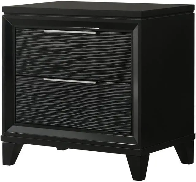 Main image of 1Pc Contemporary Modern Transitional White Textured Finish 2-Drawer Storage Nightstand Wooden Bedroom Living Room Home Furniture