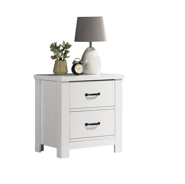 Alt view image 2 of 5 - Cosmo 21.5"W White 2-Drawer Nightstand Bedside Table