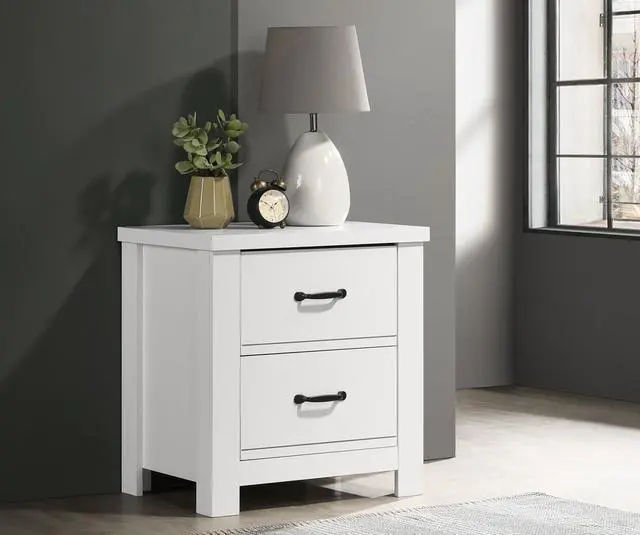 Main image of Cosmo 21.5"W White 2-Drawer Nightstand Bedside Table