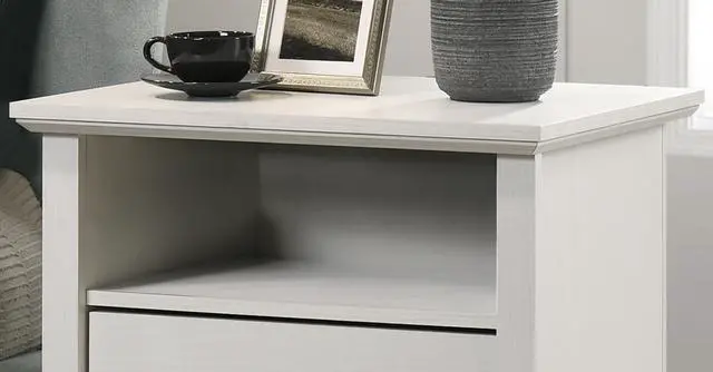Alt view image 6 of 6 - Elettra 22"W White 2-Drawer Nightstand Bedside Table With Usb Charging Ports
