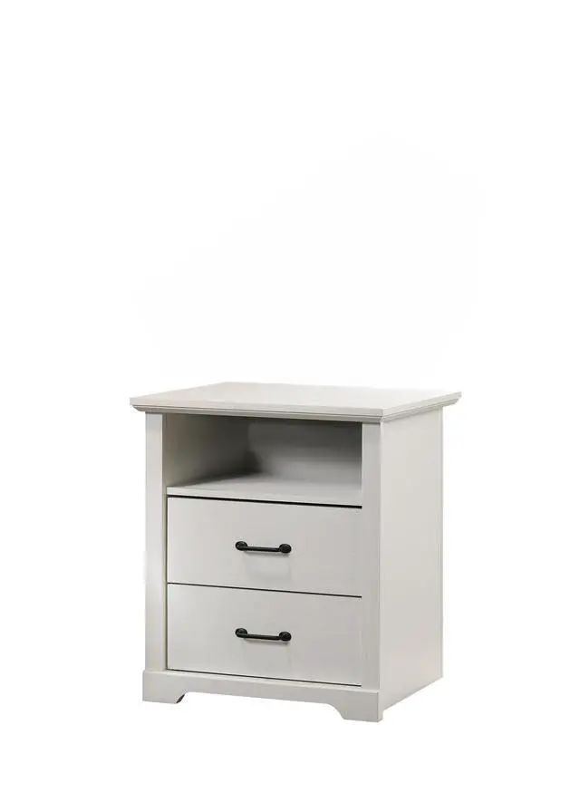 Alt view image 2 of 6 - Elettra 22"W White 2-Drawer Nightstand Bedside Table With Usb Charging Ports