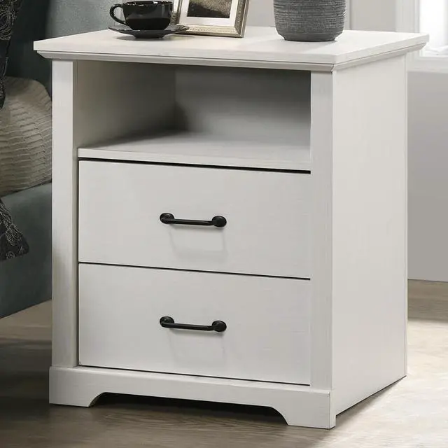 Alt view image 4 of 6 - Elettra 22"W White 2-Drawer Nightstand Bedside Table With Usb Charging Ports