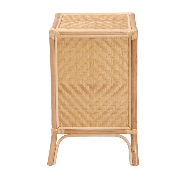 Alt view image 4 of 6 - Modern Bohemian Natural Brown Rattan Nightstand