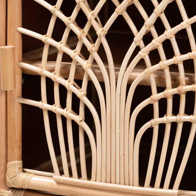 Alt view image 5 of 6 - Modern Bohemian Natural Brown Rattan Nightstand