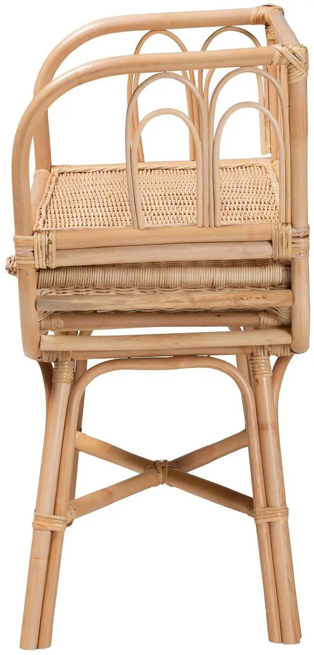 Alt view image 2 of 6 - Modern Bohemian Natural Brown Rattan Nightstand