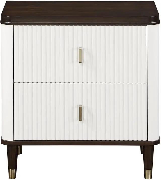 Main image of Carena White & Brown Finish Nightstand W/Usb