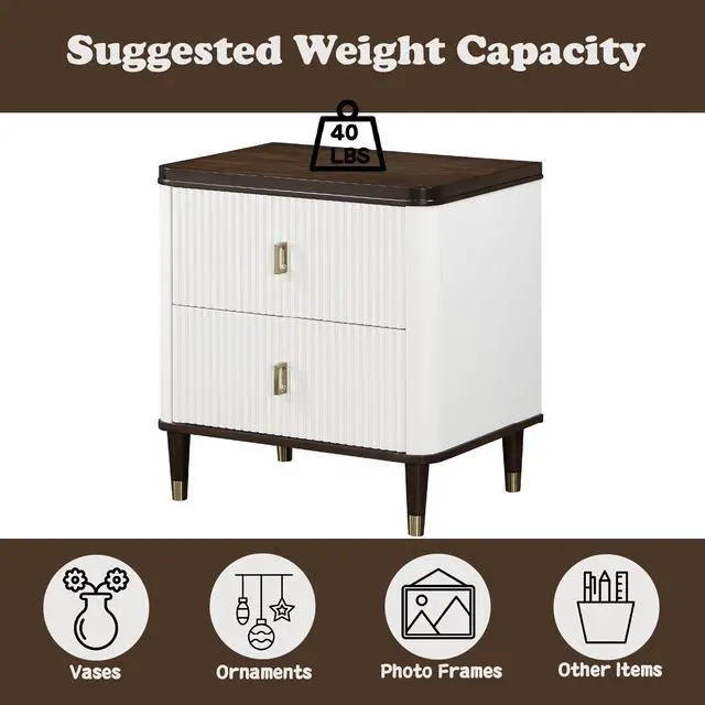 Alt view image 6 of 7 - Carena White & Brown Finish Nightstand W/Usb
