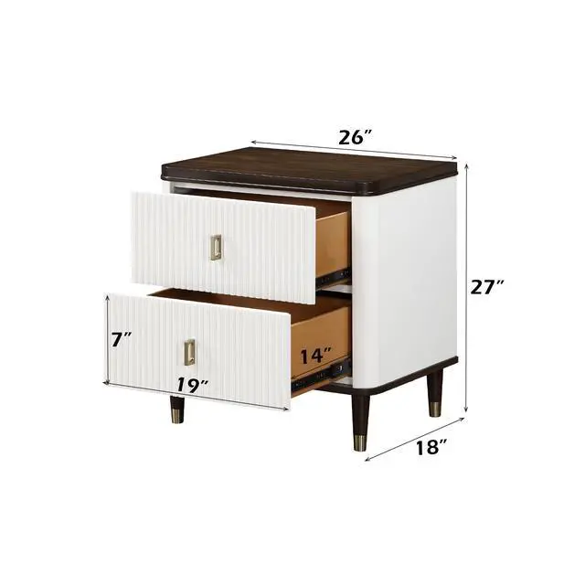 Alt view image 2 of 7 - Carena White & Brown Finish Nightstand W/Usb