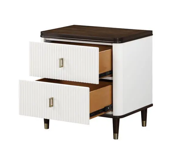 Alt view image 5 of 7 - Carena White & Brown Finish Nightstand W/Usb