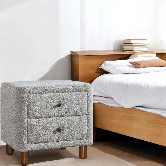 Alt view image 3 of 7 - Cleo Gray Boucle Nightstand
