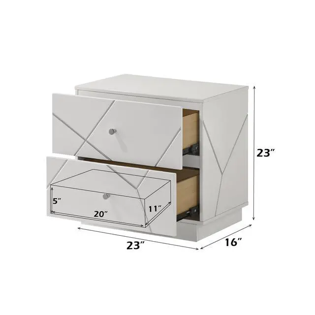 Alt view image 3 of 7 - Esther White & Silver High Gloss Nightstand