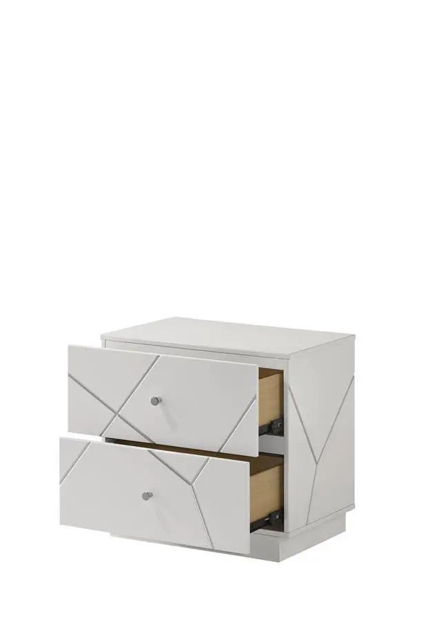 Alt view image 4 of 7 - Esther White & Silver High Gloss Nightstand