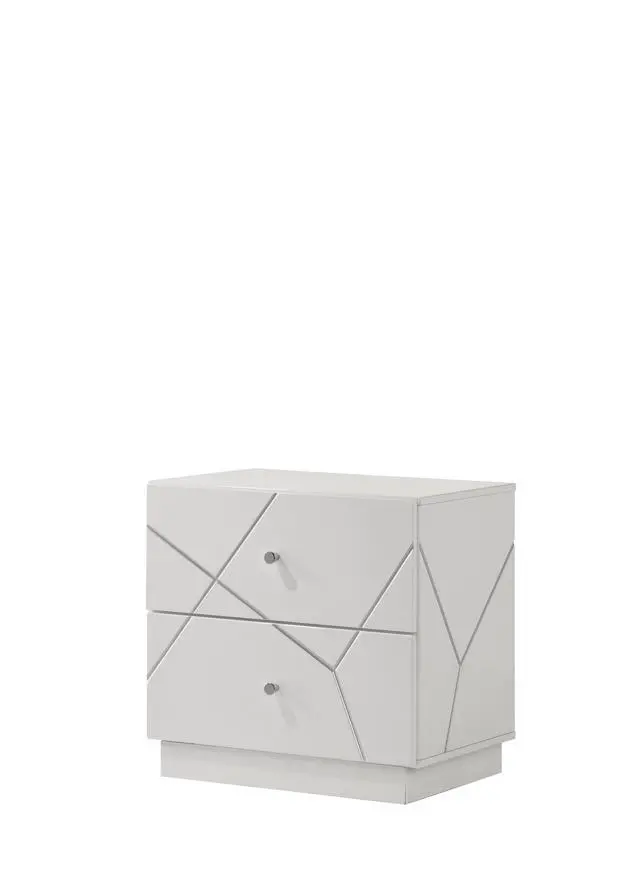 Alt view image 5 of 7 - Esther White & Silver High Gloss Nightstand