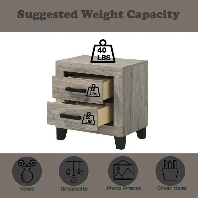 Alt view image 3 of 7 - Mari Light Gray Finish Nightstand