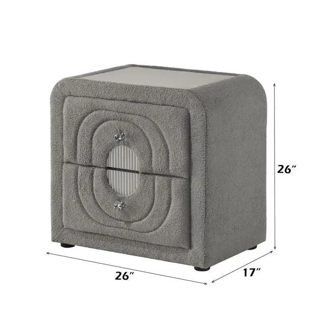 Alt view image 4 of 7 - Shelyn Gray Teddy Sherpa & Chrome Nightstand