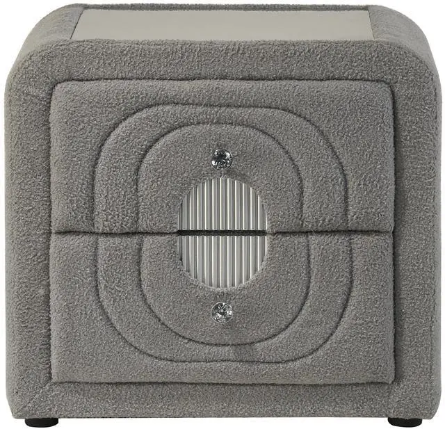 Main image of Shelyn Gray Teddy Sherpa & Chrome Nightstand