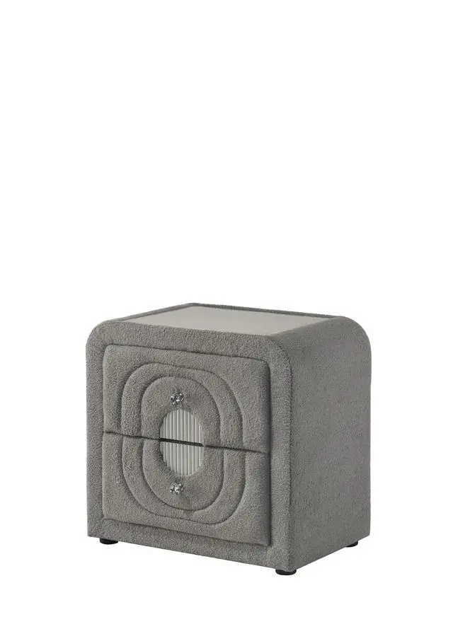 Alt view image 2 of 7 - Shelyn Gray Teddy Sherpa & Chrome Nightstand
