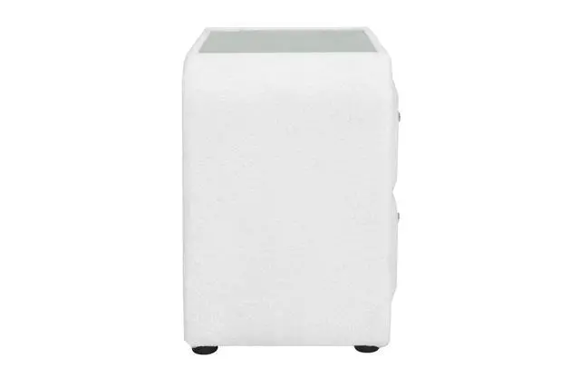 Alt view image 7 of 7 - Shelyn White Teddy Sherpa & Chrome Nightstand