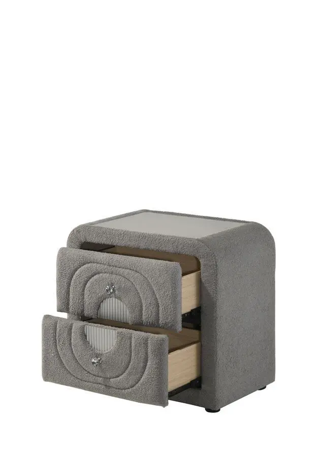 Alt view image 3 of 7 - Shelyn Gray Teddy Sherpa & Chrome Nightstand