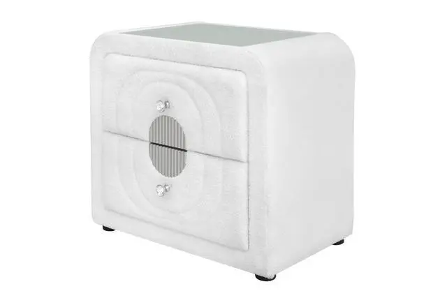 Alt view image 4 of 7 - Shelyn White Teddy Sherpa & Chrome Nightstand