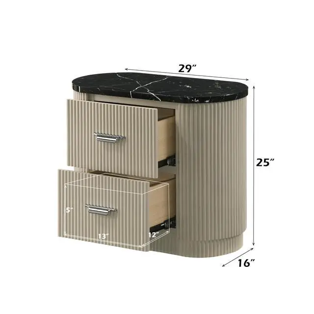Alt view image 3 of 7 - Travonte Gray Linen & Beige Nightstand