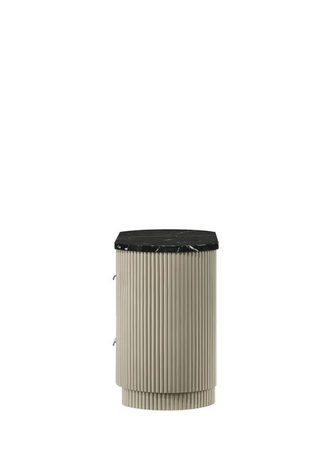 Alt view image 5 of 7 - Travonte Gray Linen & Beige Nightstand