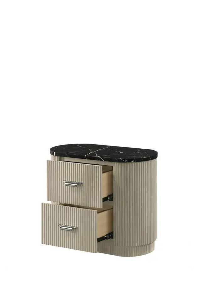 Alt view image 6 of 7 - Travonte Gray Linen & Beige Nightstand