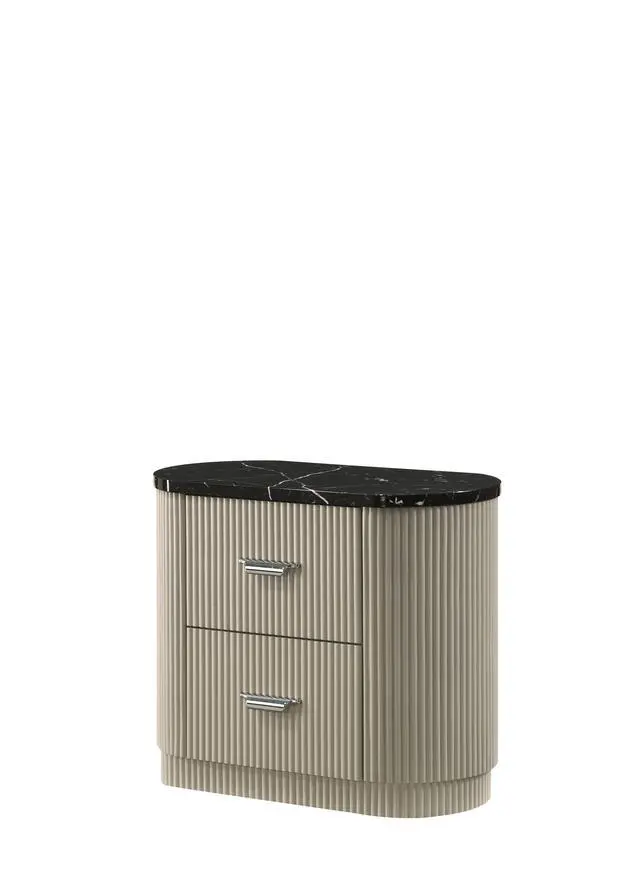 Alt view image 7 of 7 - Travonte Gray Linen & Beige Nightstand