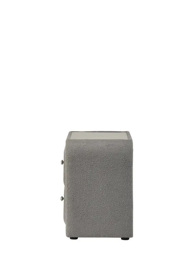 Alt view image 6 of 7 - Shelyn Gray Teddy Sherpa & Chrome Nightstand