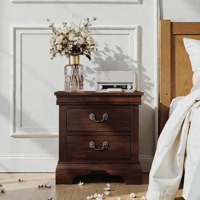 Alt view image 2 of 7 - 22" X 16" X 22.7" Classic Wooden Nightstand-Cherry