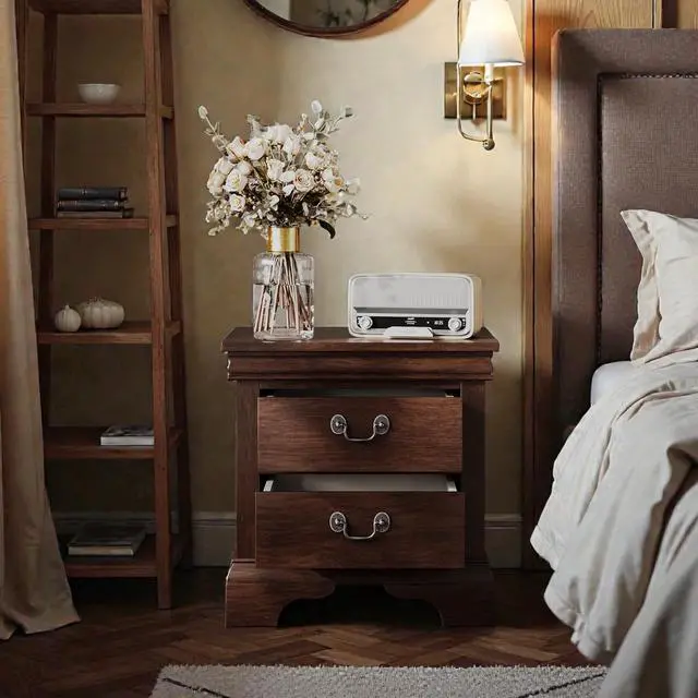 Alt view image 5 of 7 - 22" X 16" X 22.7" Classic Wooden Nightstand-Cherry