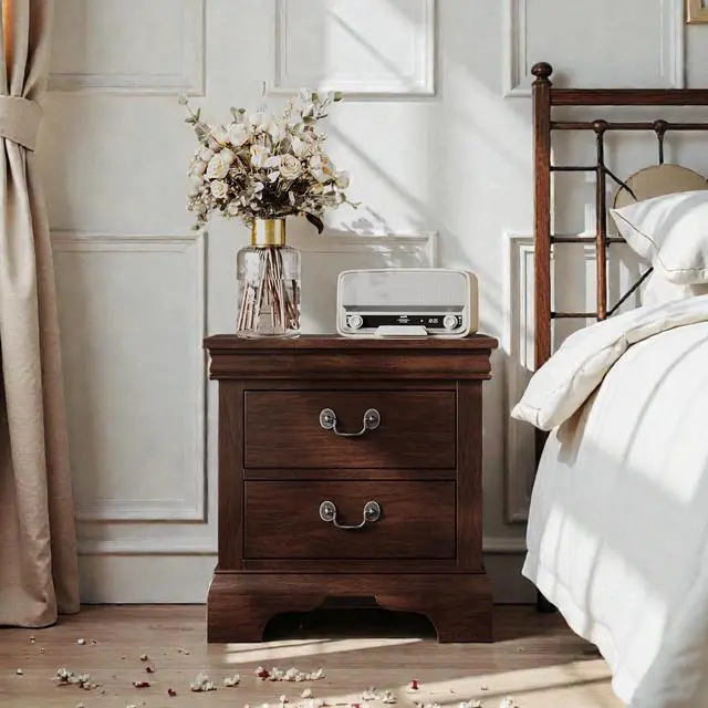 Alt view image 7 of 7 - 22" X 16" X 22.7" Classic Wooden Nightstand-Cherry