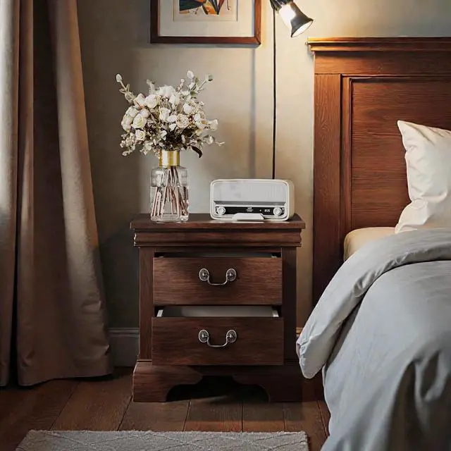 Alt view image 6 of 7 - 22" X 16" X 22.7" Classic Wooden Nightstand-Cherry