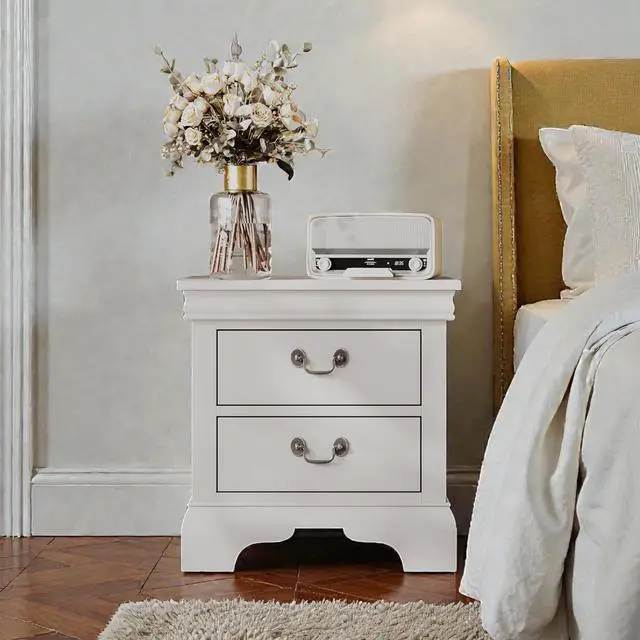 Alt view image 5 of 7 - 22" X 16" X 22.7" Classic Wooden Nightstand-White