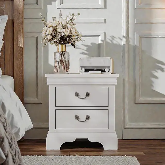 Alt view image 2 of 7 - 22" X 16" X 22.7" Classic Wooden Nightstand-White