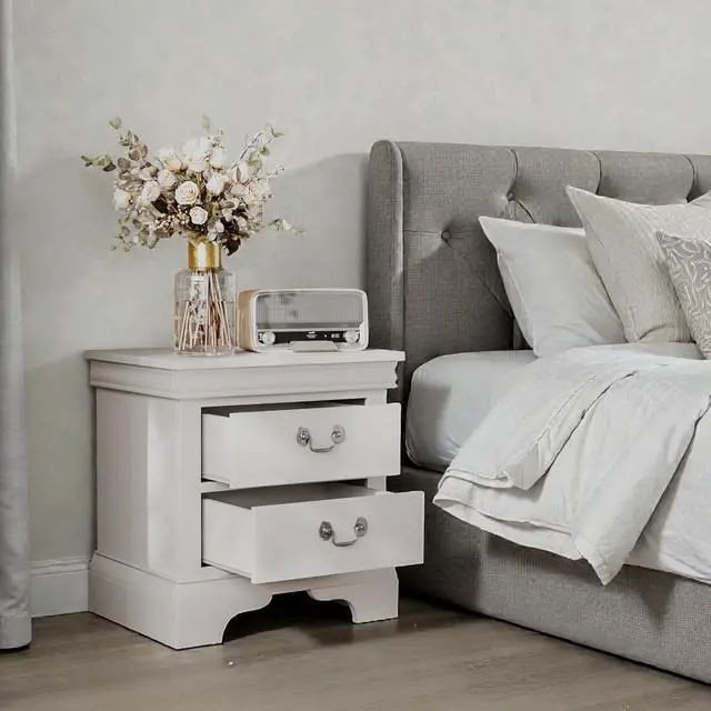 Alt view image 7 of 7 - 22" X 16" X 22.7" Classic Wooden Nightstand-White