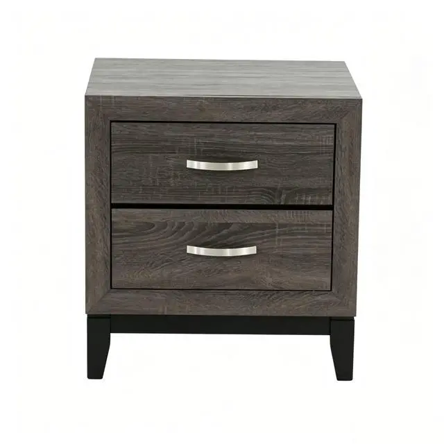 Alt view image 2 of 5 - 2 Drawer Nightstand Modern Bedside Table With Storage, Wood Grain Finish, Solid Wood Frame, Bedroom End Table, 24" Wide