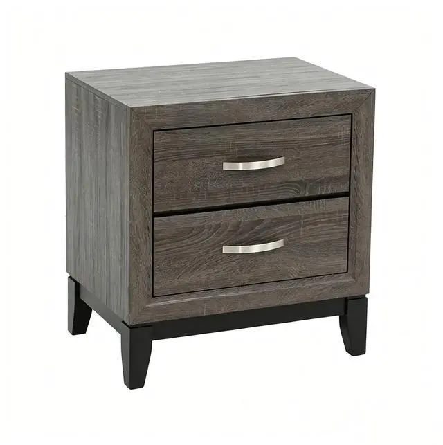 Main image of 2 Drawer Nightstand Modern Bedside Table With Storage, Wood Grain Finish, Solid Wood Frame, Bedroom End Table, 24" Wide