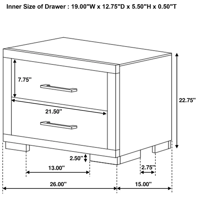 Alt view image 7 of 7 - Polk Cappuccino 2-Drawer Nightstand