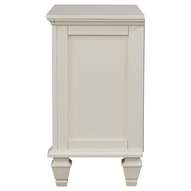Alt view image 6 of 7 - Cream White 3-Drawer Nightstand With Pull Out Tray