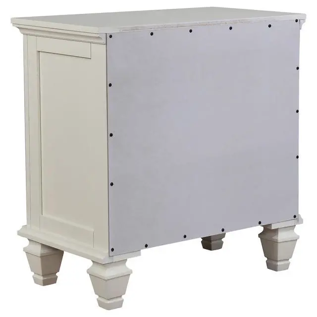 Alt view image 7 of 7 - Cream White 3-Drawer Nightstand With Pull Out Tray